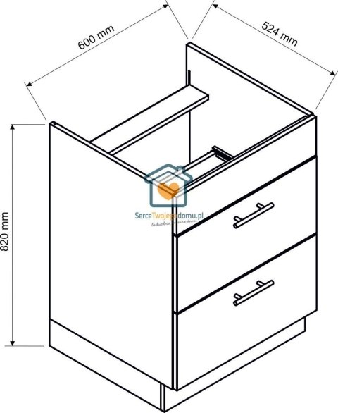 Beżowa szafka kuchenna z szufladami pod płytę 60 cm IRMA Beżowa szafka kuchenna z szufladami pod płytę 60 cm IRMA
