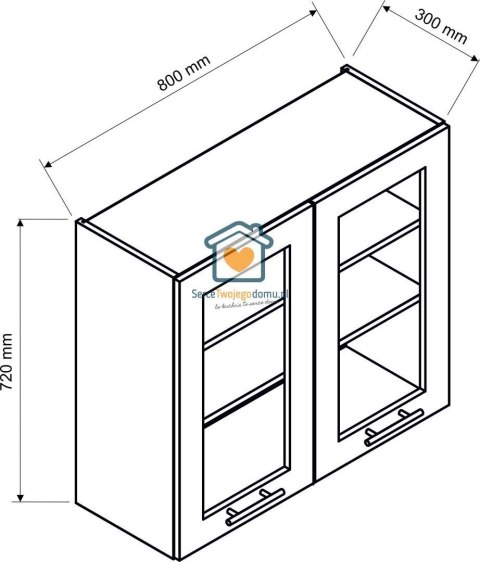 Beżowa wisząca witryna kuchenna 2-drzwiowa 80 cm IRMA Beżowa wisząca witryna kuchenna 2-drzwiowa 80 cm IRMA