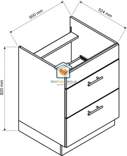 Dąb London szafka kuchenna z szufladami pod płytę 60 cm DENIS