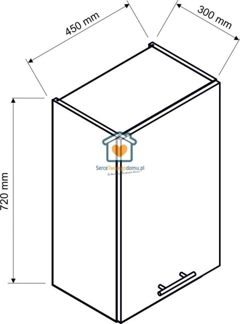 Granatowa wisząca szafka kuchenna 1-drzwiowa 45 cm DENIS Granatowa wisząca szafka kuchenna 1-drzwiowa 45 cm DENIS