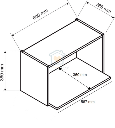 Szafka kuchenna regał otwarty na mikrofalę grafit 60 cm ANIKA LOFT Szafka kuchenna regał otwarty na mikrofalę grafit 60 cm ANIKA LOFT