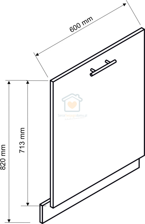 Biały front do zabudowy zmywarki z ukrytym panelem połysk 60 cm NATALIA Biały front do zabudowy zmywarki z ukrytym panelem połysk 60 cm NATALIA