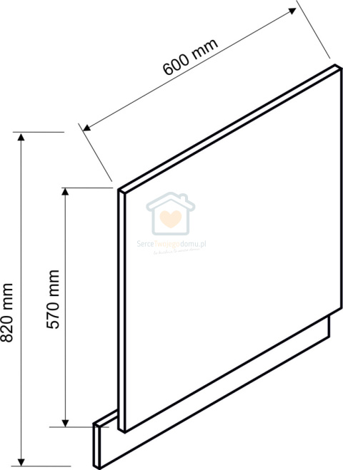 Biały front do zabudowy zmywarki z widocznym panelem połysk 60 cm NATALIA Biały front do zabudowy zmywarki z widocznym panelem połysk 60 cm NATALIA