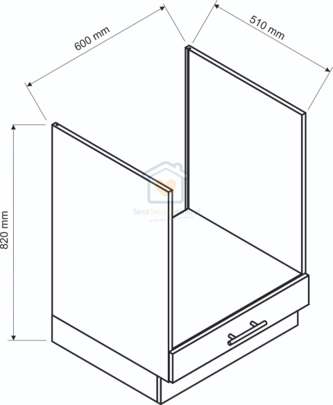Szafka kuchenna do zabudowy piekarnika pod blatem grafit 60 cm ANIKA Szafka kuchenna do zabudowy piekarnika pod blatem grafit 60 cm ANIKA