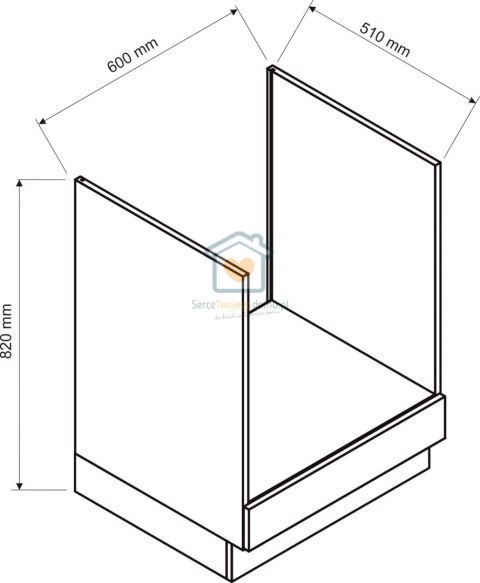 Czarna szafka kuchenna do zabudowy piekarnika pod blatem 60 cm ISABEL Czarna szafka kuchenna do zabudowy piekarnika pod blatem 60 cm ISABEL