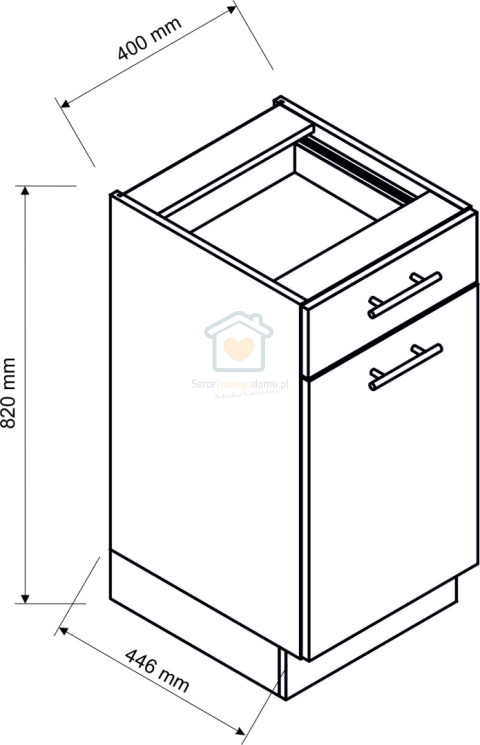 Szafka kuchenna dolna jednodrzwiowa z szufladą grafit 40 cm ANIKA LOFT Szafka kuchenna dolna jednodrzwiowa z szufladą grafit 40 cm ANIKA LOFT