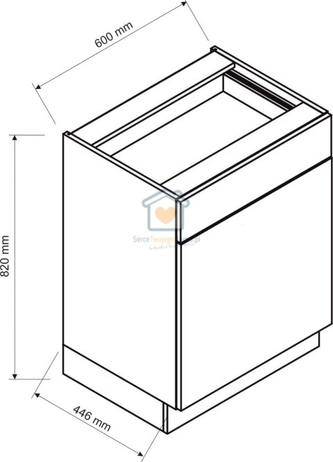 Czarna szafka kuchenna dolna jednodrzwiowa z szufladą 60 cm ISABEL LOFT Czarna szafka kuchenna dolna jednodrzwiowa z szufladą 60 cm ISABEL LOFT