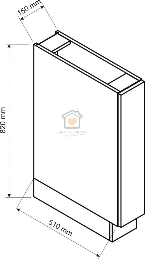 Czarna szafka kuchenna dolna z wysuwanym koszem cargo 15 cm ISABEL LOFT Czarna szafka kuchenna dolna z wysuwanym koszem cargo 15 cm ISABEL LOFT