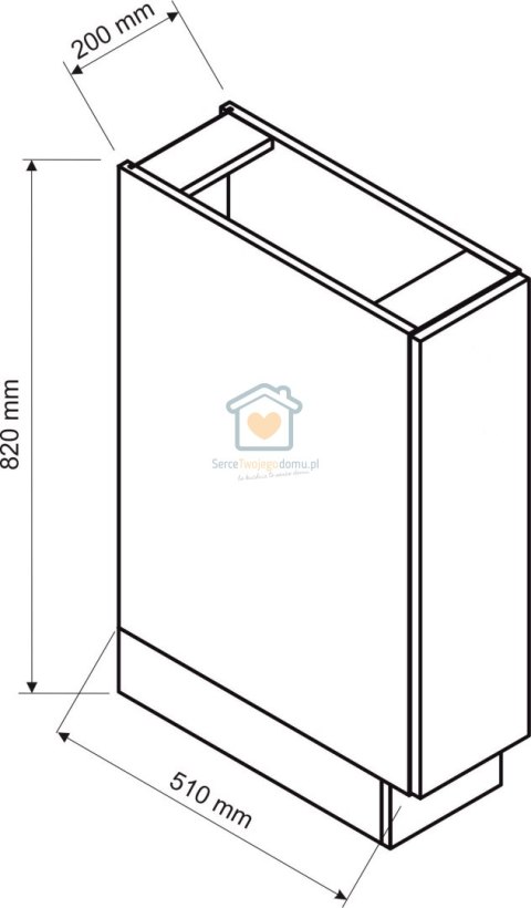 Czarna szafka kuchenna dolna z wysuwanym koszem cargo 20 cm ISABEL LOFT Czarna szafka kuchenna dolna z wysuwanym koszem cargo 20 cm ISABEL LOFT