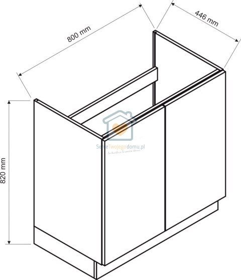 Czarna szafka kuchenna dwudrzwiowa pod zlewozmywak 80 cm ISABEL LOFT Czarna szafka kuchenna dwudrzwiowa pod zlewozmywak 80 cm ISABEL LOFT