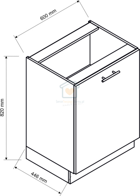 Szafka kuchenna jednodrzwiowa dolna stojąca grafit 60 cm ANIKA LOFT Szafka kuchenna jednodrzwiowa dolna stojąca grafit 60 cm ANIKA LOFT