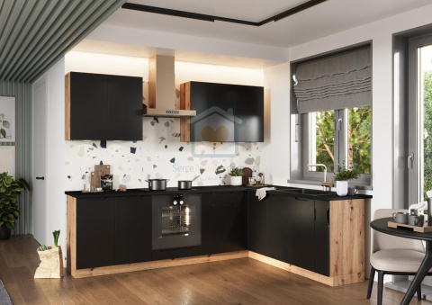Czarna szafka kuchenna jednodrzwiowa pod płytę gazową / indukcyjną 60cm ISABEL LOFT Czarna szafka kuchenna jednodrzwiowa pod płytę gazową / indukcyjną 60cm ISABEL LOFT