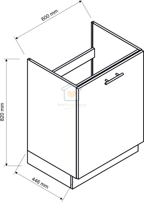 Szafka kuchenna jednodrzwiowa pod zlewozmywak grafit 60 cm ANIKA LOFT Szafka kuchenna jednodrzwiowa pod zlewozmywak grafit 60 cm ANIKA LOFT