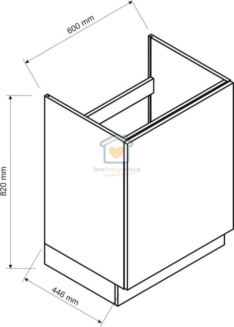 Czarna szafka kuchenna jednodrzwiowa pod zlewozmywak 60 cm ISABEL LOFT Czarna szafka kuchenna jednodrzwiowa pod zlewozmywak 60 cm ISABEL LOFT