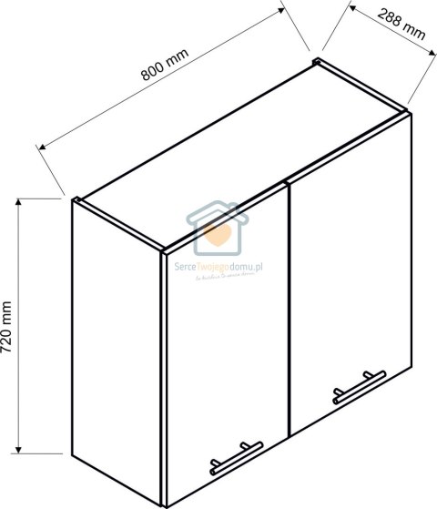 Szara górna szafka kuchenna dwudrzwiowa witryna mat 80 cm NATALIA Szara górna szafka kuchenna dwudrzwiowa witryna mat 80 cm NATALIA