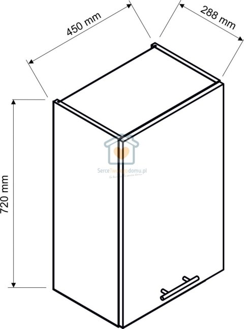 Szara górna szafka kuchenna jednodrzwiowa mat 45 cm NATALIA Szara górna szafka kuchenna jednodrzwiowa mat 45 cm NATALIA