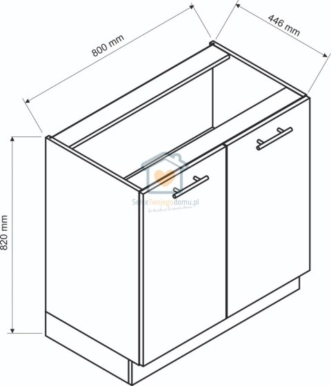Szara szafka kuchenna dwudrzwiowa mat 80 cm NATALIA Szara szafka kuchenna dwudrzwiowa mat 80 cm NATALIA