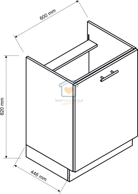Kremowa szafka kuchenna jednodrzwiowa pod płytę gazową/indukcyjną mat 60 cm NATALIA Kremowa szafka kuchenna jednodrzwiowa pod płytę gazową/indukcyjną mat 60 cm NATALIA