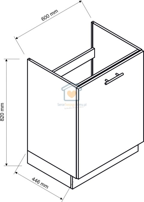 Kremowa szafka kuchenna jednodrzwiowa pod zlewozmywak mat 60 cm NATALIA Kremowa szafka kuchenna jednodrzwiowa pod zlewozmywak mat 60 cm NATALIA