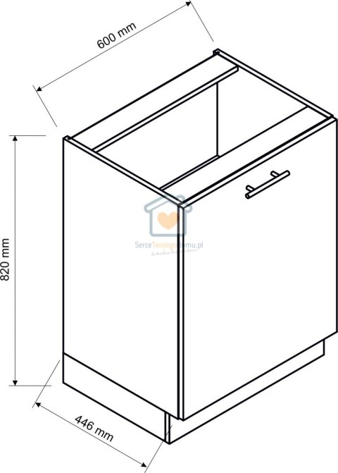 Szara szafka kuchenna jednodrzwiowa mat 60 cm NATALIA Szara szafka kuchenna jednodrzwiowa mat 60 cm NATALIA