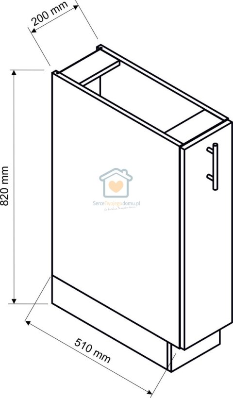 Kremowa szafka kuchenna z wysuwanym koszem cargo mat 20 cm NATALIA Kremowa szafka kuchenna z wysuwanym koszem cargo mat 20 cm NATALIA